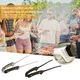 24cm Camping Picknick Grill zange 9 4 Edelstahl Grill Grill zange Clip Wärme isolierung Holzgriff