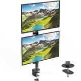WALI Dual Monitor Desk Mount Stand for LCD LED Flat Screen TV Holds in Vertical Position 2 Screens up to 27 Inch with Optional Grommet Base (M002XLS) Black