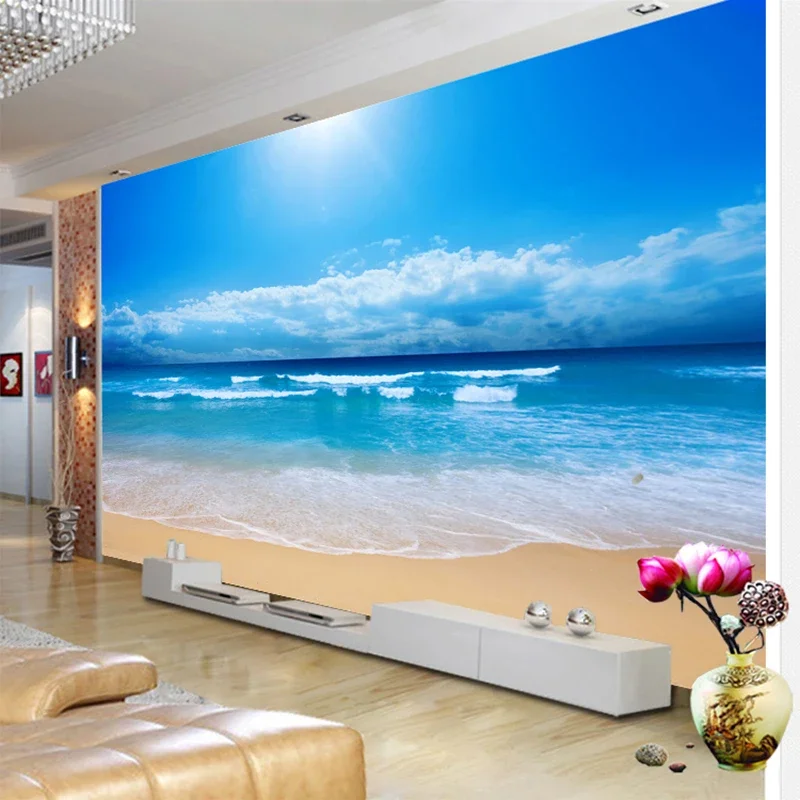 Nach 3D Foto Tapete Meer Ansicht Wand Malerei Wohnzimmer Sofa Schlafzimmer TV Hintergrund Wand Papier Meer Sonnenschein Strand Wand wandbild
