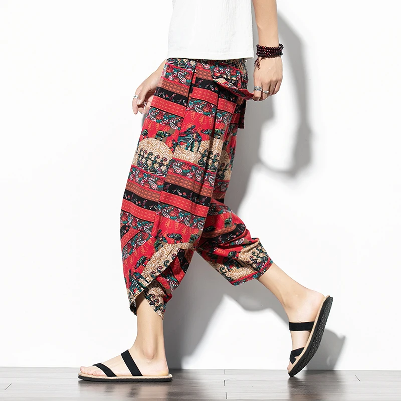 Dropshipping Sommer Männer Baumwolle Harem Hosen Männer Casual Hip Hop Hosen Kreuz Pumphose Kalb-Länge Hosen Jogger Streetwear Hosen