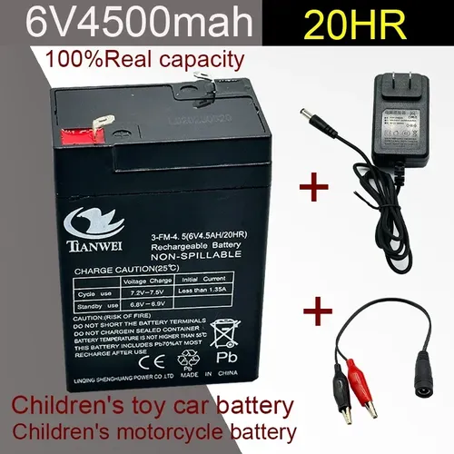 Neue 6V Blei-Säure-Batterie 4500mAh für Kinder Elektroautos Spielzeug Autos Motorräder