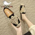 LazySeal 2020 Frühling Rutschen Frauen Schuhe Perle Faulenzer Flache Ferse Schuhe Faul Cane Frauen