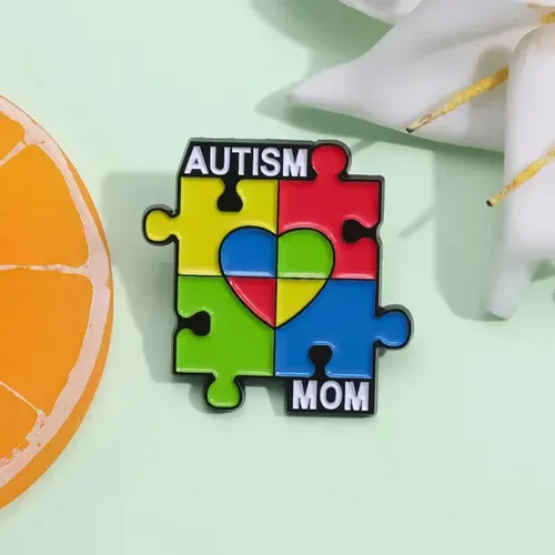 Autismus Mutter Puzzleteile Emaille Pin Regenbogen autist ische Kinder Bewusstsein Pflege Zitate