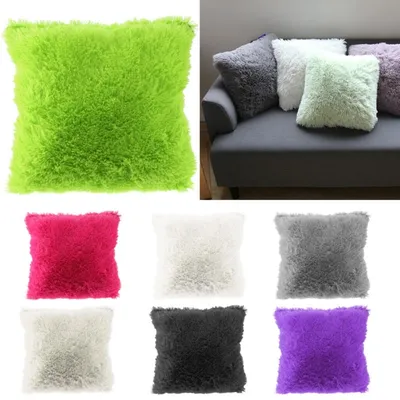 Einfarbige weiche Plüsch Kunst pelz Kissen bezüge Home dekorative Kissen bezug Wurf kissen Sofa Auto Image