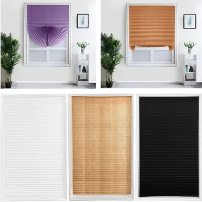 1 STÜCK Selbstklebende Vlies-Plissee-Jalousien Klappvorhänge für Küche Balkon Shades Home Blackout Jalousien für Windows Decor