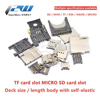 5 TEILE/LOS SD/MINI/TF/SIM/NANO/MICRO Karte Slot Karte Fach Größe/Länge Körper mit Selbst-elastische Ausziehbare Slamshell Größe MICRO SIM Karte