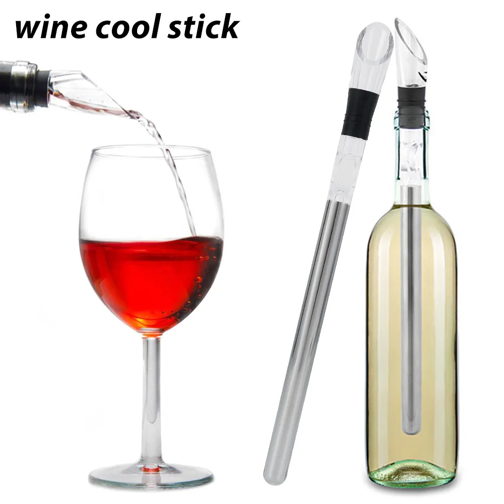 Weinflasche Kühlung Kühler Eis Chill Rod Stick Edelstahl Belüfter Ausgießer Stopper Bier Getränke Gefrorener Stick für Bar Werkzeug Image