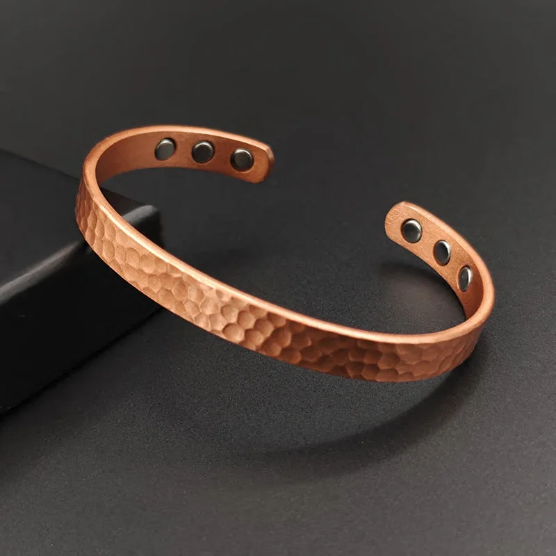 Vintage 99,9 % reines Kupfer Armbänder für Frauen Männer Rose Farbe Manschette Armreifen Charms Gesundheit Energie Gauss Magnete Image