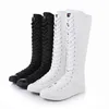 Koreanischen Stil Turnschuhe Mode Dünne Beiläufige High-top Plus Größe 42 43 Leinwand Damen Dance Schuhe Zipper Frauen Lange knie-Hohe Stiefel