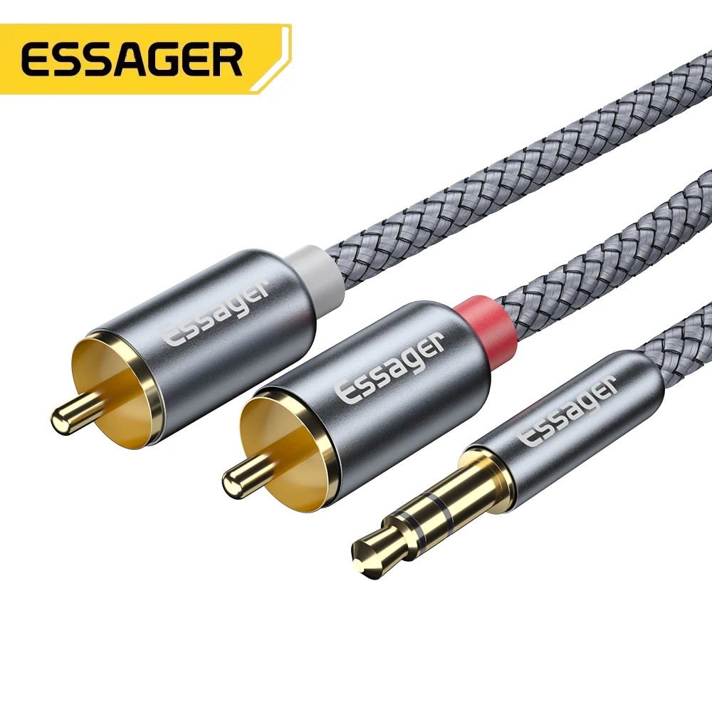 Essager RCA-Audiokabel-Buchse, 3,5 auf 2 Cinch-Kabel, 3,5 mm Klinke auf 2 Cinch-Stecker, Splitter, Aux-Kabel für TV, PC, Verstärker, DVD-Lautsprecherkabel Image