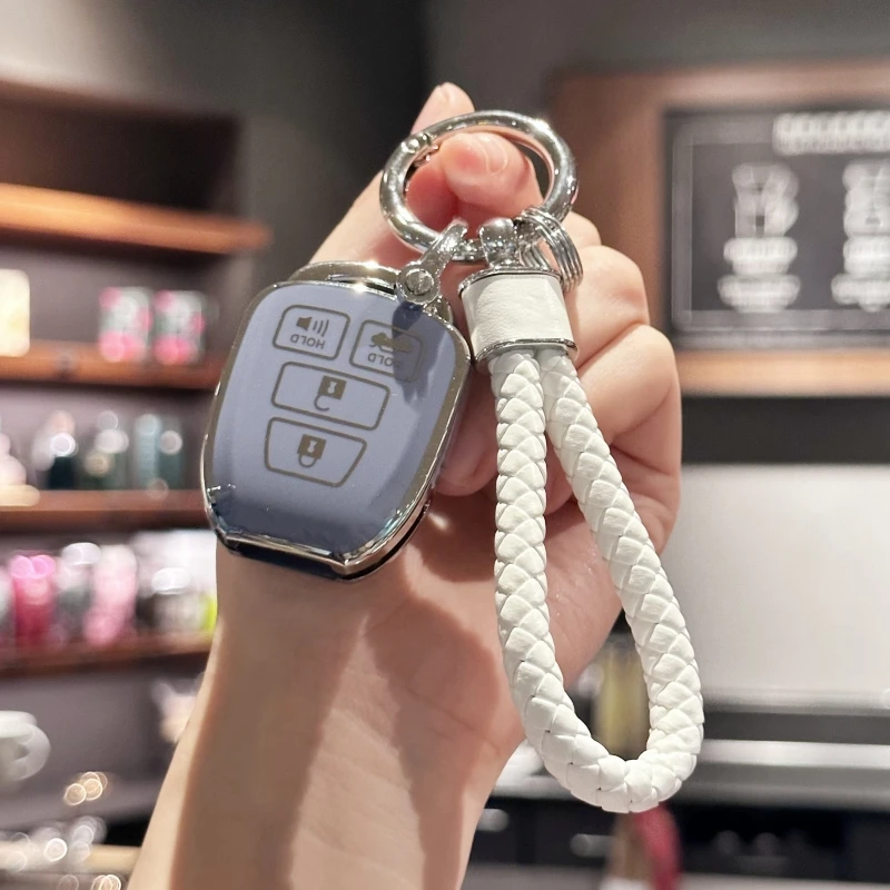 TPU Auto Schlüssel Fall Abdeckung Schlüssel Kette Für Toyota Prius Corolla Yaris Avensis Camry RAV4 4 Tasten 2012 2013 2014 2015 2016 2017 Image