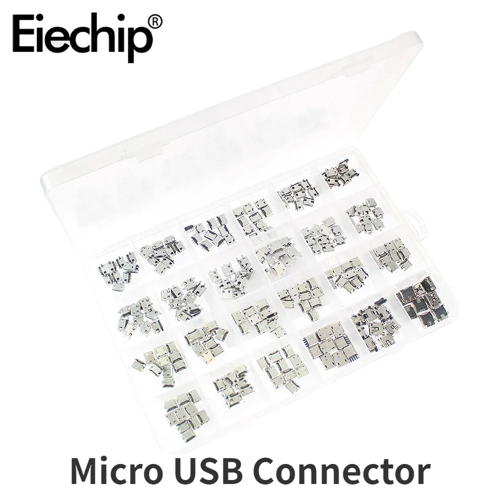 60 stücke/240 stücke Micro-USB-Anschluss Kit 4/5 Modelle USB-Anschluss/Heckst ecker für MP3/DIY SMD-Dip-Sockel-Set USB-Steck verbinder Set Image