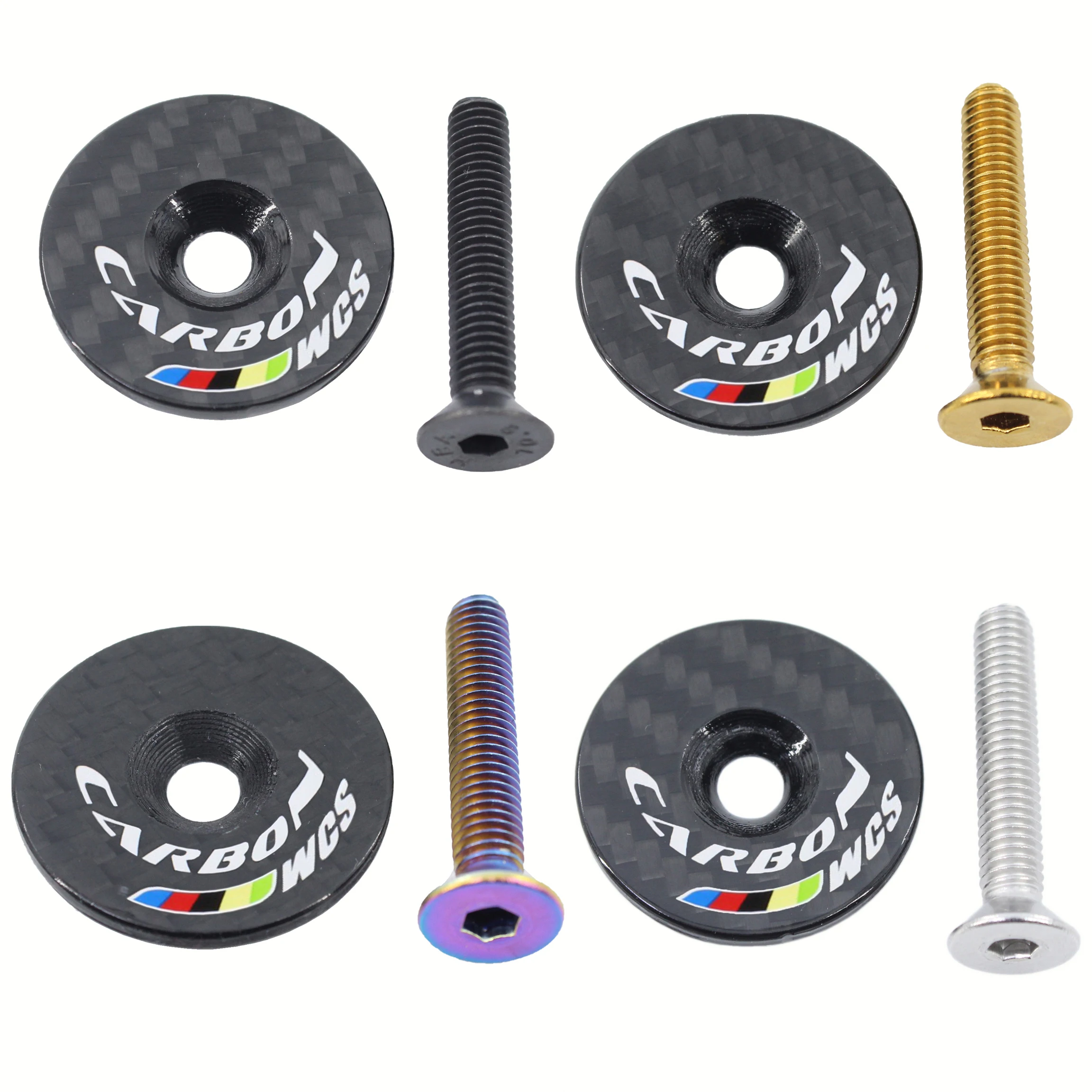 Neueste Bike 3K Vollcarbon Fahrrad Vorbauabdeckung Carbon Fahrrad Headsets Carbon Top Caps SUS304 Edelstahl Schrauben M6x35mm Image