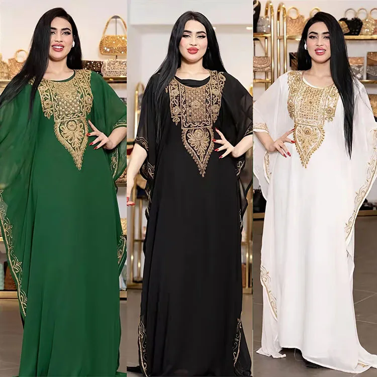Frauen Abaya Muslim Eid Roben Dubai Kaftan Marocain Ramadan Bestickt Kaftan Elegante Party Kleid Islamischen Jalabiya Kleider Image