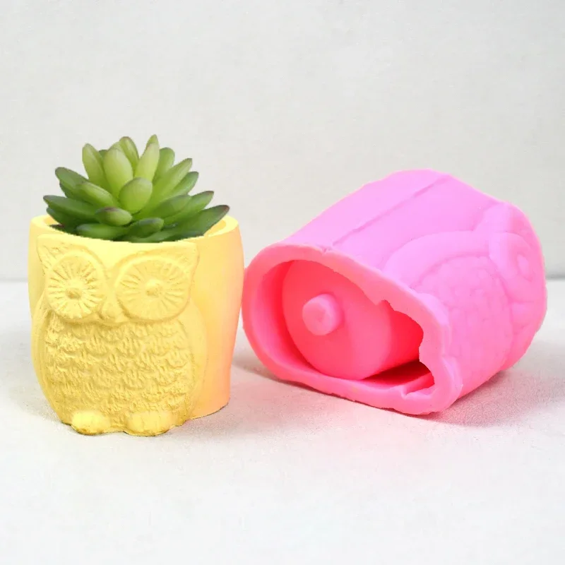 Eule Sukkulente Pflanze Blumentopf Harz Silikon form niedlichen Tier Eule Aufbewahrung sbox Beton Zement Gips Silikon form Image