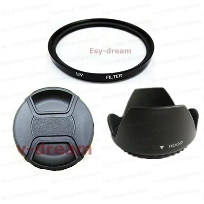 58mm Glas UV Filter + Objektiv Haube + Objektiv Cap Kit für Canon Nikon Pentax Olympus Sony Kamera