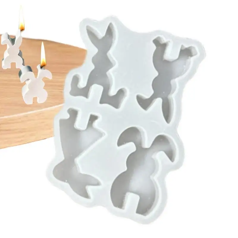 Hase Silikonform Kaninchen Süßigkeiten Form Ostern Backformen für DIY Eiswürfel Gummige Gelee Gips Süßigkeiten Schokolade Kuchen Dekoration Image