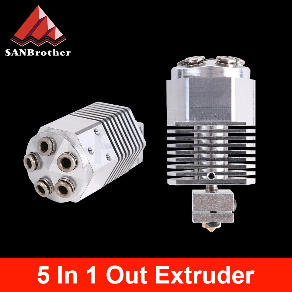 Cyclops und Chimera Extruder 5 In 1 Out Fünf Farben Hotend Bowden mit Titan / Bulldog Extruder für 3D-Druckerteile I3 12V/24V Image