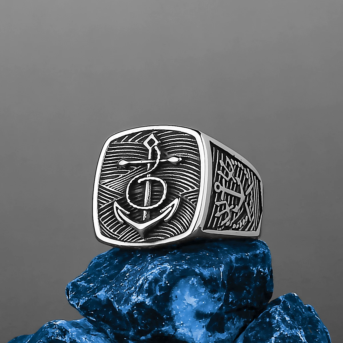 Edelstahl Viking Anker Ring Männer Dominierenden Original Design Persönlichkeit Navy Stil Ring Schmuck Großhandel Image