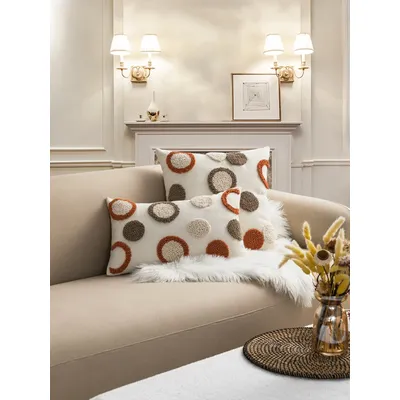Ein beliebter Kissen bezug mit rotbraunem Blasen muster und Samt technologie im Bohemian-Stil für Wohnzimmer, Schlafzimmer und Sofa Image