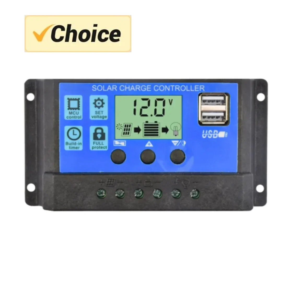 Solarladeregler 12V/24V PWM 10A 30A 60A mit einstellbarer LCD-Display-Timer-Einstellung EESBAO Image