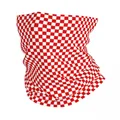 Schachbrett Plaid Bandana Hals wärmer Frauen Männer Winter Ski Tube Schal Gamasche rot und weiß