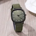 Vintage quadratische Zifferblatt Uhren Samt Leder Gürtel Armbanduhr Marke Quarzuhr Jugend Student