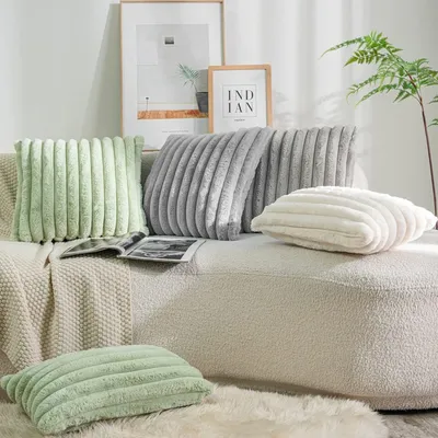 Kissen bezug dekorative Haupt kissen weiß rosa Retro flauschige weiche Kissen bezug für Sofa Couch Image