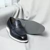 Klassische Herren-Schuhe aus echtem Rindsleder, lässige Business-Schuhe, flache Penny-Loafer, Frühling und Herbst, Blau, Schwarz, Größen 38–46