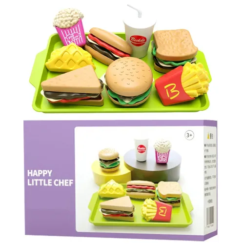 9 teile/satz Kinder geben vor Simulation Essen Spielzeug spielen Haus Hamburger Pommes Modell