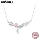Wostu Sterling Silber Valentinstag Schmuck Geschenk Rose Blume Schmetterling Charm Halskette für