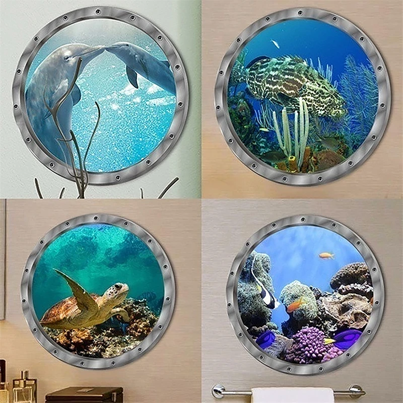 Neue Badezimmer PVC Aufkleber Unterwasser Fisch Wanda uf kleber wasserdichte Capybara Delphin Schildkröte Aufkleber Waschmaschine Dekoration Image