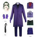 Film dunkler Ritter Joker Cosplay Kostüm Heide Ledger Joker lila Uniform Latex Maske voller Satz