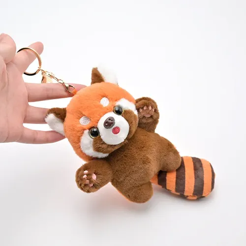 Niedliche Karikatur rote Panda Plüsch tier Anhänger kleine Waschbär Puppe Schlüssel bund Puppe
