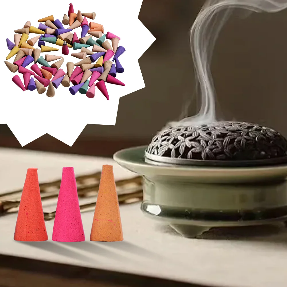 60 Stück gemischte natürliche Reflux Turm Weihrauch Rauch Geruchs entferner Angst Linderung Duft kegel Meditation Entspannung Aroma therapie Image