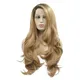 Sylvia Synthetic Lace Front Perücke Ombre Blonde Körper Wellenförmige Brown wurzeln Hitzebeständige