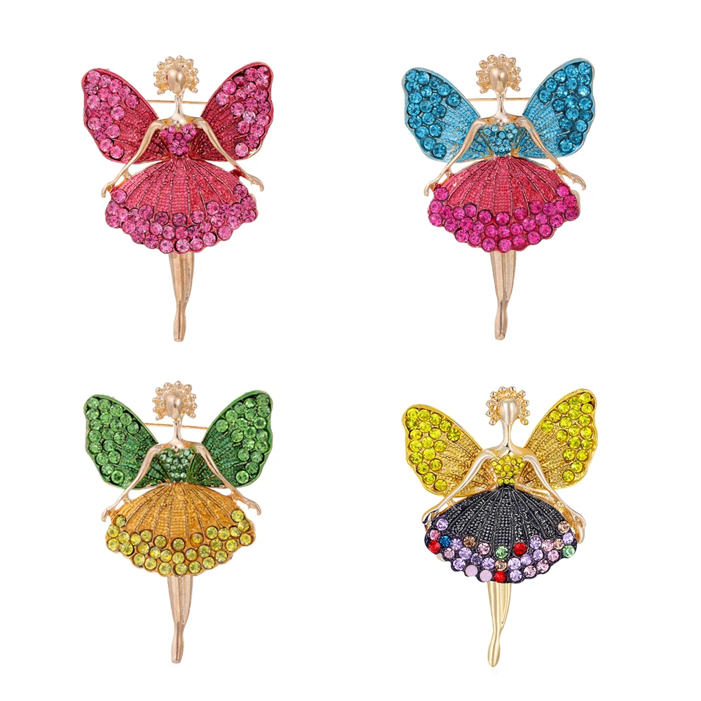 Zarte funkelnde Kristall Ballerina Tänzer Brosche Damen Schmuck Pins elegante Damen Broschen dekoriert Anzug Kostüm Abzeichen Image