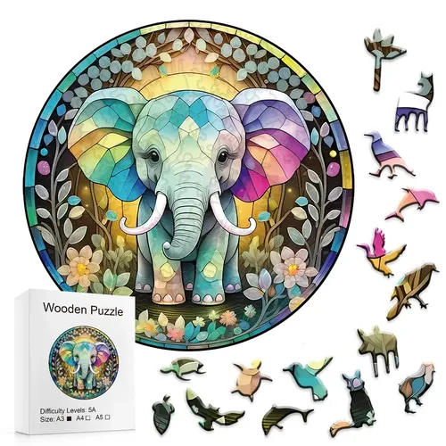 Elefanten-Holz puzzle entsperren den Spaß mit diesem heraus fordernden speziellen Form puzzle für