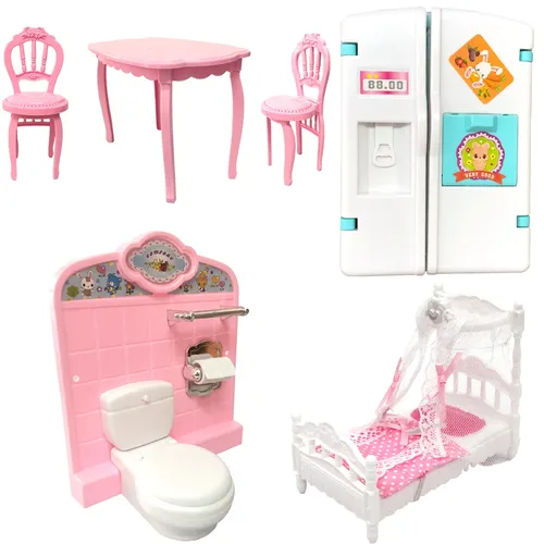 NK Mix Nette Puppe Möbel Pretend Spielen Spielzeug Kleiderbügel TV Sofa Schuhe Rack für Barbie Puppe