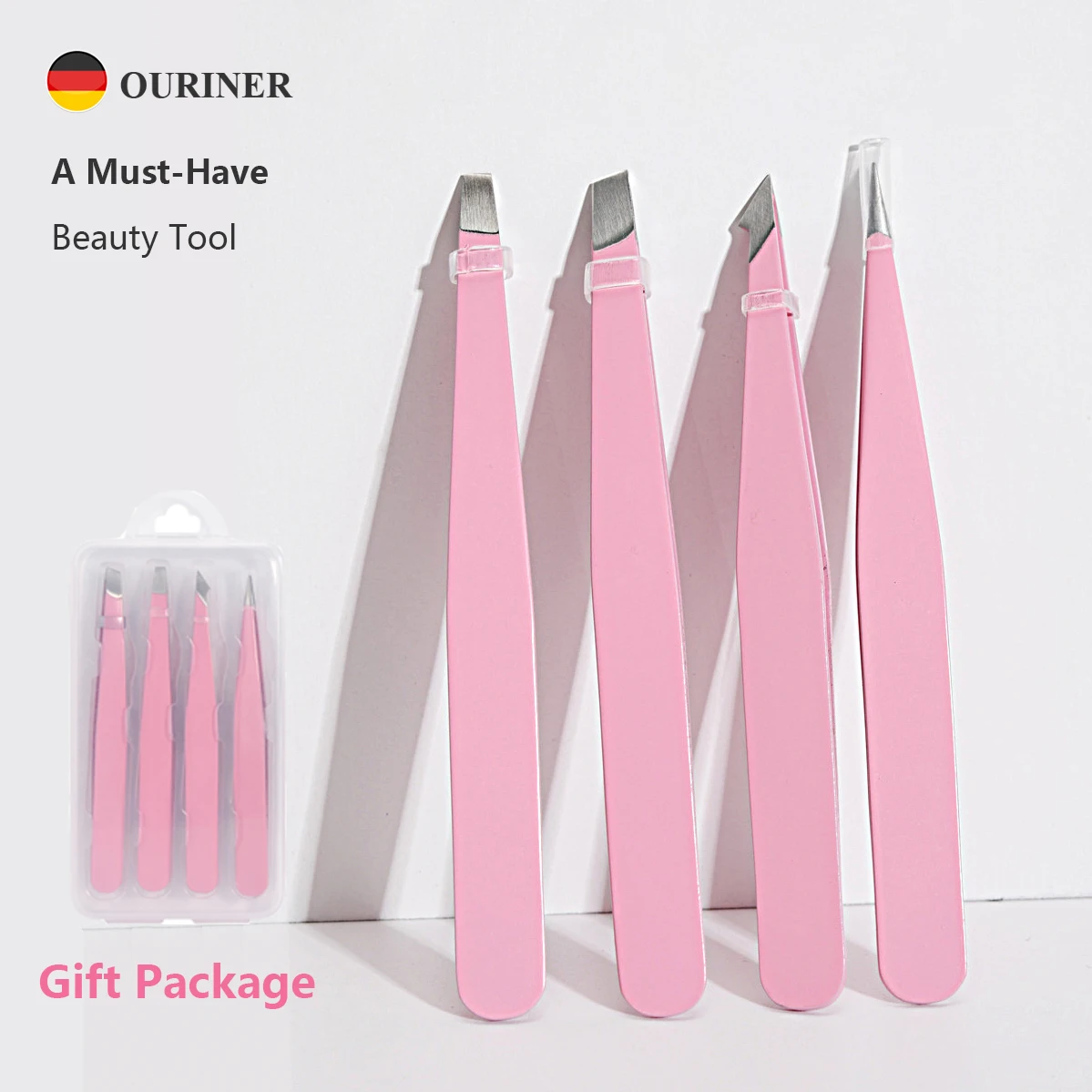 2/4Pcs Hochwertige Augenbraue Pinzette Haar Schönheit Feine Haare Puller Edelstahl Schräg Stirn Clips Entfernung Make-Up werkzeuge Image