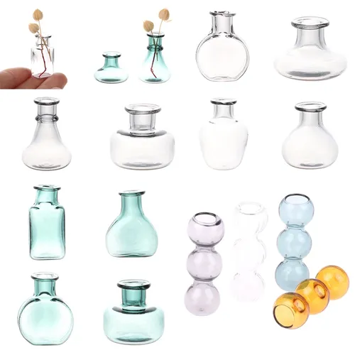Multi-Size-Puppenhaus bunte Miniatur Glas Blumenvase Modell Mini Becher Mini magische Flasche für