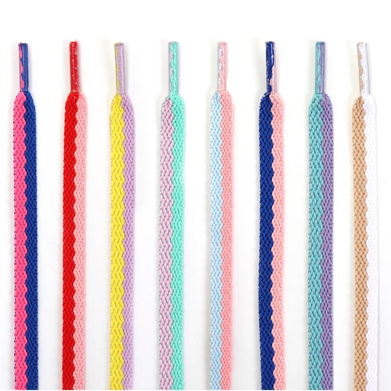 Zweifarbige flache Schnürsenkel für Sneaker, weiße Schnürsenkel, Präzisionsweben für AF1-Schnürsenkel, Freizeitschuhe, Zubehör, 1 Paar Image