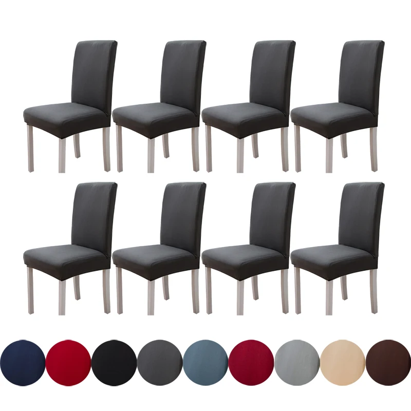 Milch Seide Einfarbig Stuhlhussen Für Wohnzimmer Hochzeit Esszimmer Bankett Büro Elastische Stuhl Schonbezüge Protector Wohnkultur Image
