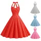 Polka Dot Hepburn Stil 50er 60er Jahre Vintage Kleid A-Linie rücken frei Neck holder Pin Up