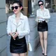 2021 neue Herbst Frauen Pu Leder Jacke Frau Zipper Kurze Mantel Weibliche mode Punk Bomber Faux