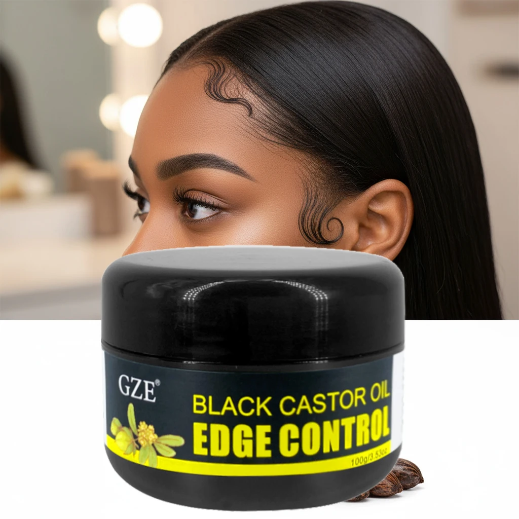 GZE African Black Castor Extra Hold Braid, enthält Black Castor Oil & Coconut Oil Edge Control, Haarwachsgel für Frauen Image