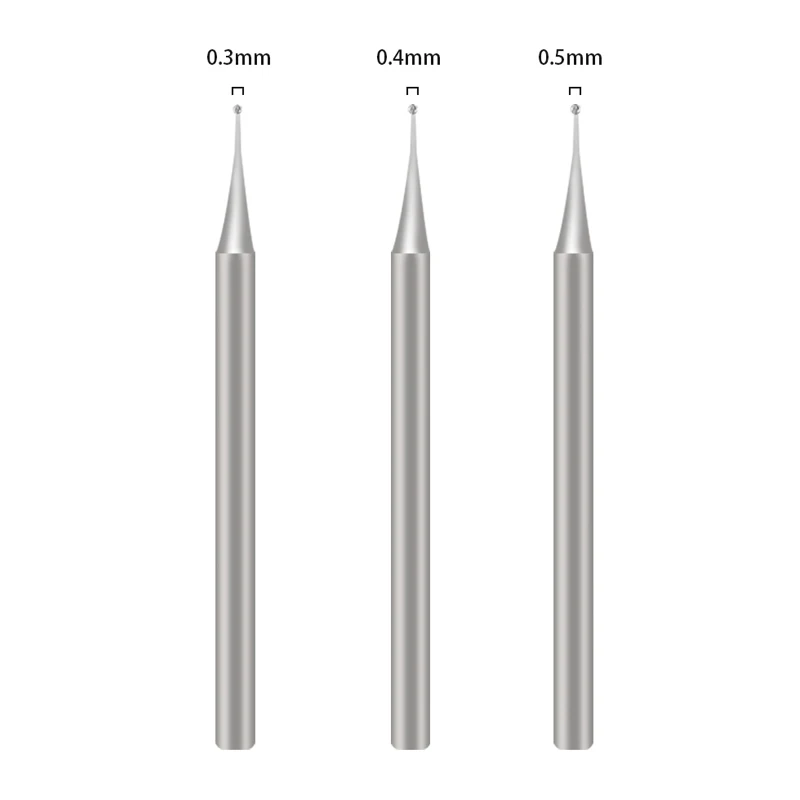 1/3 Stück Präzisions-Schleifstiftspitzen 0,3 mm 0,4 mm 0,5 mm Bohrer universell auf 2,35 mm Schleifstift für PCB-Motherboard-Bohren Image