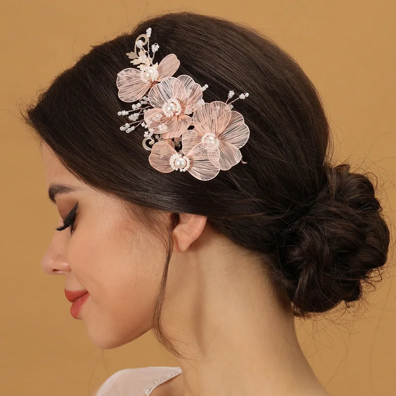 Heiß verkaufen Mode Braut Hochzeit Pary handgemachte Tiara Blume Blatt Perle Accessoires Haar bänder Image