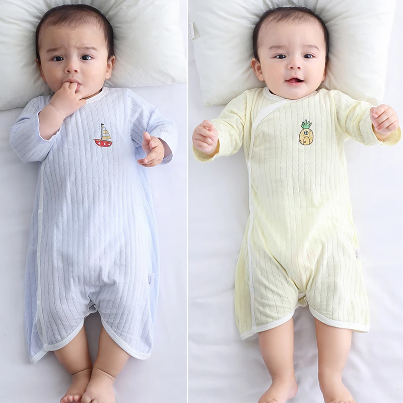 Sommer Neugeborenen Baby Homewear Baumwolle Säuglingsspiel Weiche Baby Body Atmungsaktive Junge Mädchen Pyjamas Baby Kleidung 0-18 Monate Image