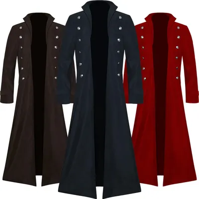 Mittelalterliche Renaissance Männer Langer Mantel Graben Cosplay Kostüm Mittelalter Retro Gericht Image